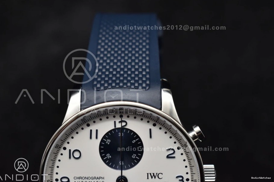 WeatherProof Best White Blue Portuguese Chrono on 1:1 Strap Blue Rubber IW3716 Z+F Edition A 1011 Dial 0421